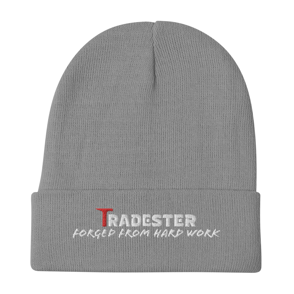 Tradester Forged from Hard Work White Text Distressed Script